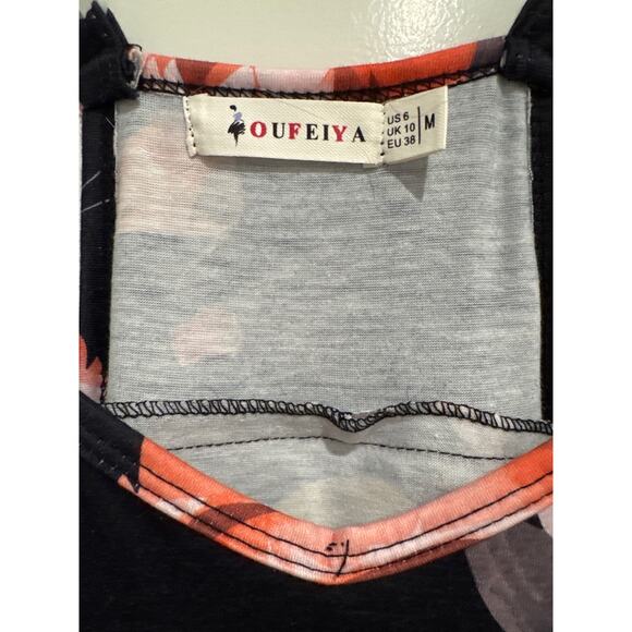 MSRP $49 NEW Oufeiya Black Floral Jumper w/pockets Size M ~ SAME DAY SHIP - Picture 4 of 7